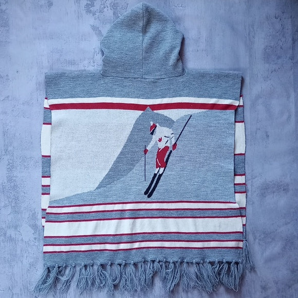 Vintage Skiing Man on Mountain Sweater With Hood UNISEX