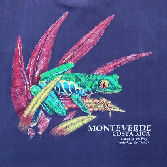 Vintage 90s Red-Eyed Leaf Frog Monteverde Costa Rica Single Stitch T-Shirt UNISE
