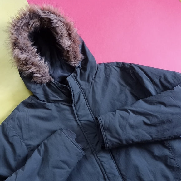 FCUK Essential Long Parka with Hood Faux Fur