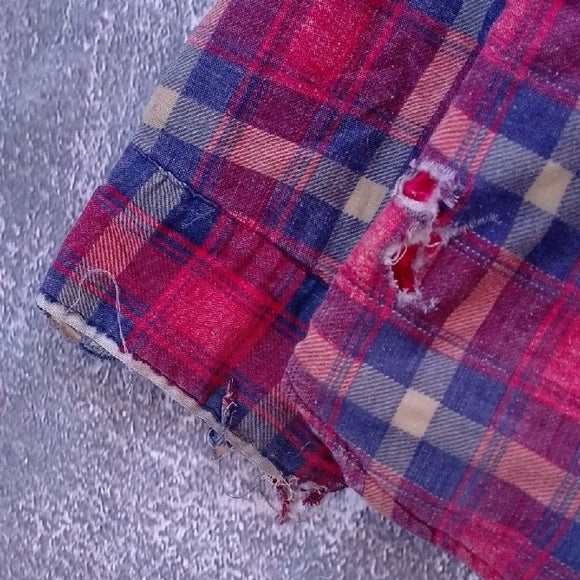 Red and Blue Plaid Flannel Shirt