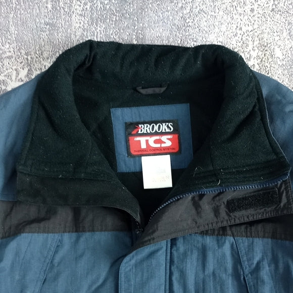 Vintage 90s Brooks TCS Men's Blue and White Jacket