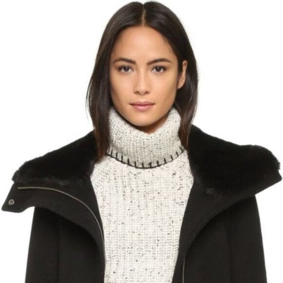 Club Monaco Wool Winter Jacket Rocio Faux Fur