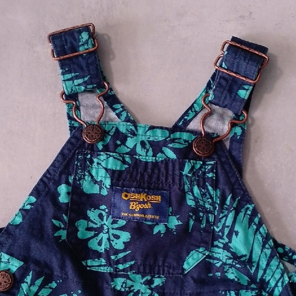 OSHKOSH B'gosh Kids Floral Blue and Green Overalls