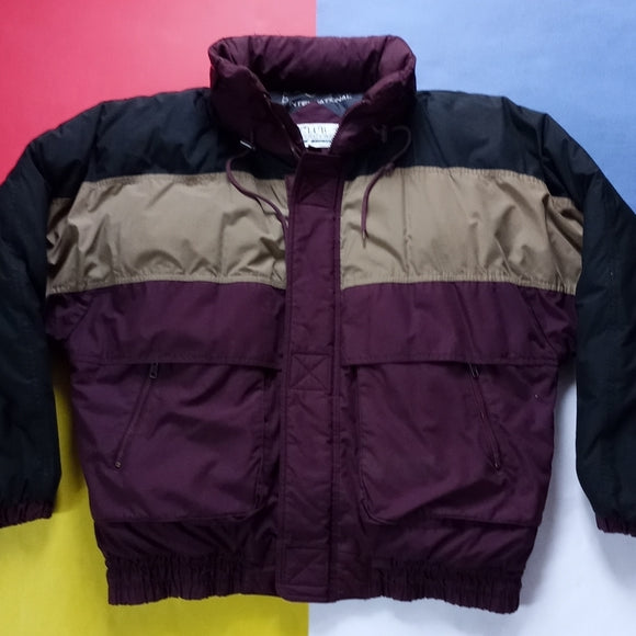 Vintage Tri-Colour Goose Down Essential Winter Puffer Jacket with Hood