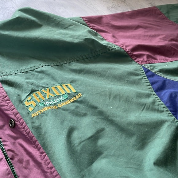Vintage 90s SAXON Athletic Gamewear Windbreaker Jacket Colour Black UNISEX