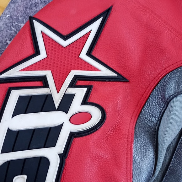 ICON Hero Merc Leather Motorcycle Jacket - XL- Sleeve Logos VERY RARE Red