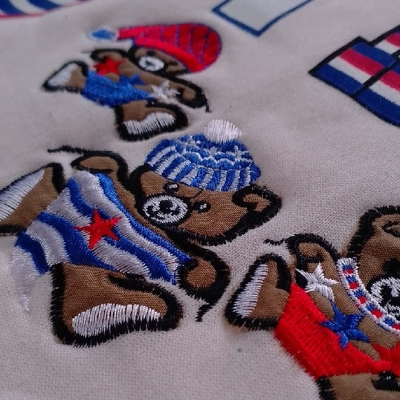 VINTAGE Blue and Cream Bears Sweatshirt