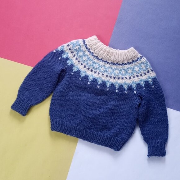 Vintage Handmade Winter Pattern Sweater Jacket