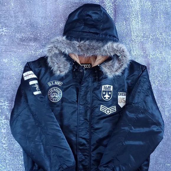 Vintage Exco Air Force Military Faux Fur Jacket Parka