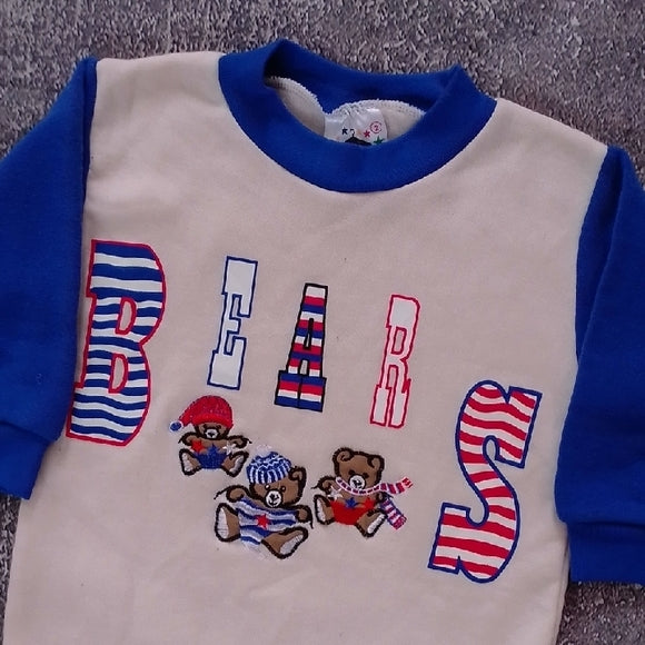 VINTAGE Blue and Cream Bears Sweatshirt