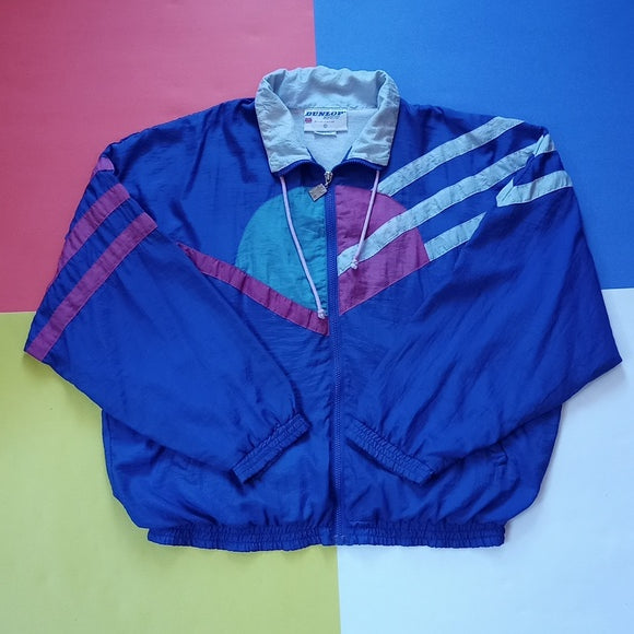 Vintage 90s Dunlop Funky Colour Block Windbreaker Track Suit Pants & Jacket