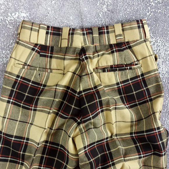 Vintage Stretch Woven By Keithmoor Wool Flare Plaid Pants UNISEX