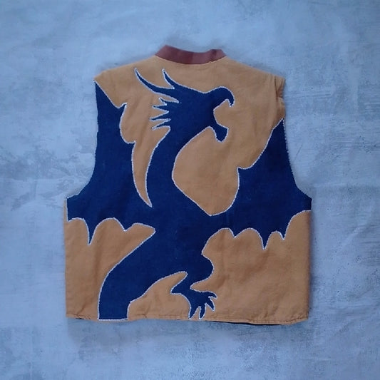 Vintage CUSTOM Workwear Vest with Dragon Patch