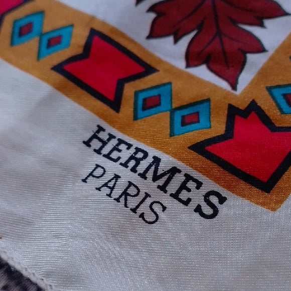 HERMES PARIS Wild Animal African Print Silk Scarf