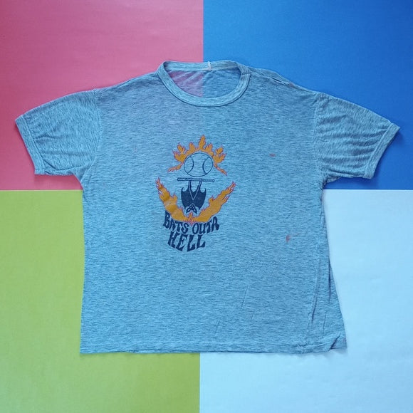 Vintage Bats Outa Hells Bat & Baseball Bat Single Stitch T-Shirt