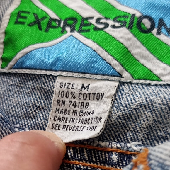 Vintage 1980s Acid Wash Denim Jacket UNISEX EXPRESSIONS UNISEX