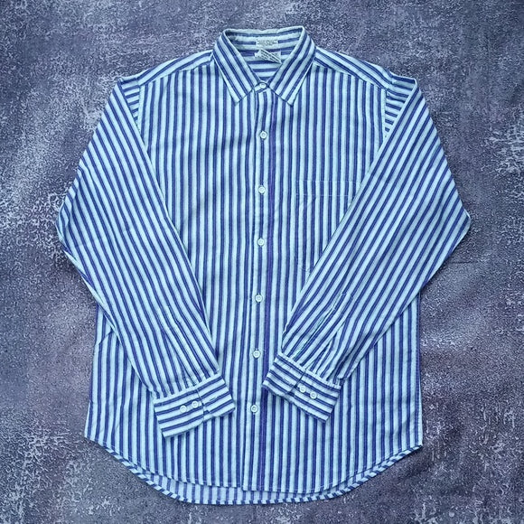 Vintage 90s White/Purple/Green Striped Essentials Button-Down Shirt