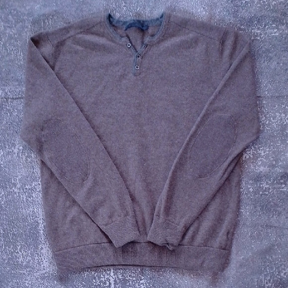Raffi Wool/Cashmere Brown Sweater ELBOW PATCH