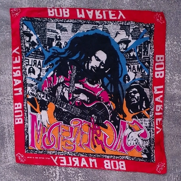Vintage Bob Marley Playing Guitar Funkadelic style Graphic Bandana/Scarf