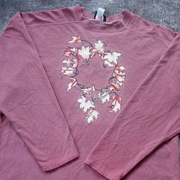 Vintage 90s Maple Leaf Maroon Windswept Crewneck Sweater