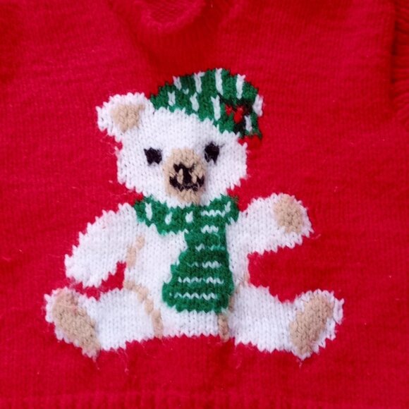 Vintage Handmade Christmas Teddybear Sweater Vest