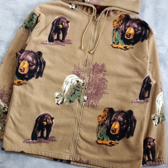 Vintage Y2K Bears Wildlife ZipUp Sweater