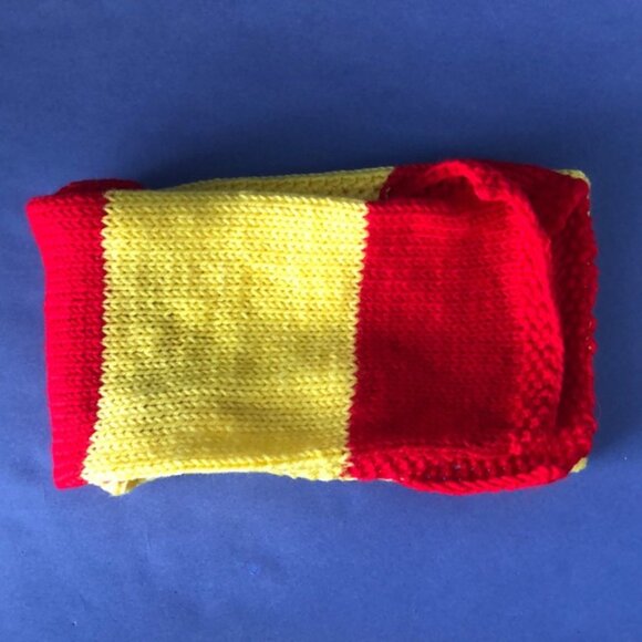 NWOT Vintage Hand-Knitted Made-in-Canada Colourful Red & Yellow Warm Scarf