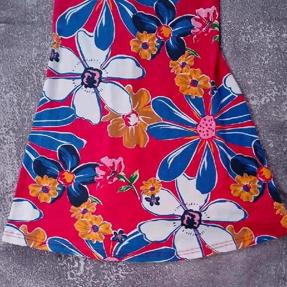 Vintage 90s Floral Sleeveless Dress in Pink and Blue