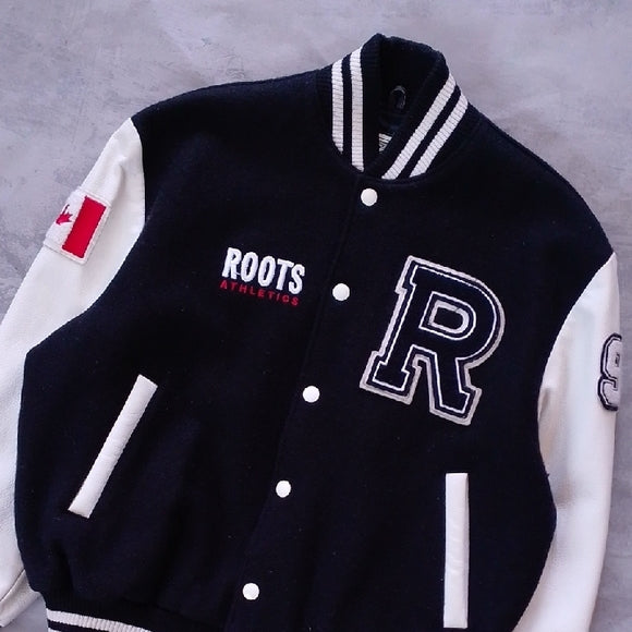 VINTAGE 1999 Roots Athletics Canada Kids Varsity Jacket UNISEX
