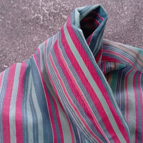 VINTAGE 90s TABI INTERNATIONAL Striped Shirt in Blue, Pink, and Green