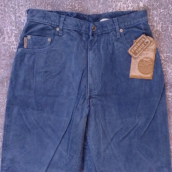 Vintage 90s SKOTTS SUEDE Vibrant BLUE LEATHER Pants WASHABLE