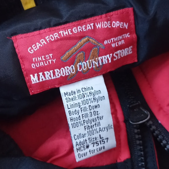 Vintage 90s Marlboro Cigarette Goose Down Winter Puffer Jacket MCS #75157