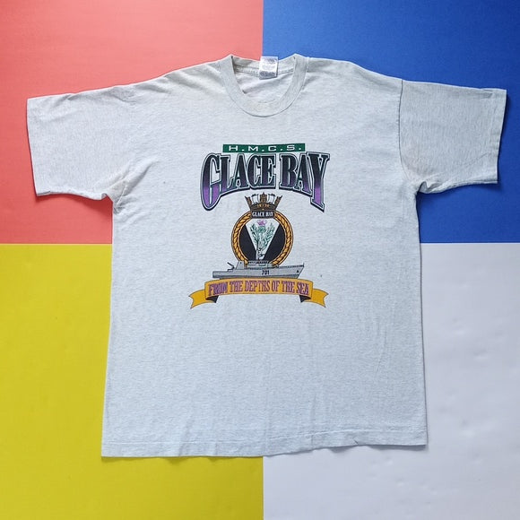 Vintage 90s Glace Bay Military Ship Single Stitch T-Shirt From The Depths Of The
