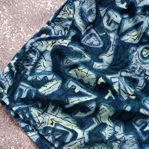 Vintage Speedo Blue Patterned Swim Shorts FUNKY PATTERN 90s