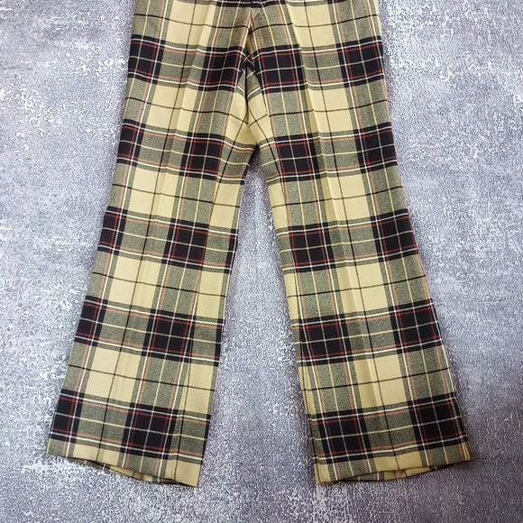 Vintage Stretch Woven By Keithmoor Wool Flare Plaid Pants UNISEX