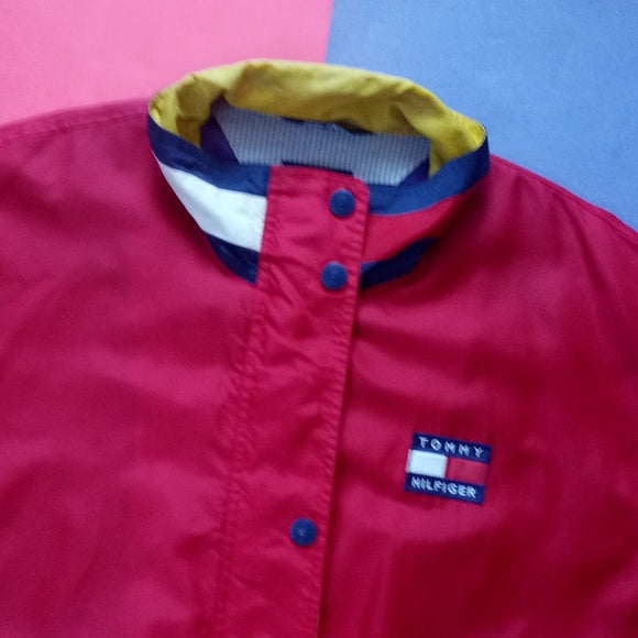 Vintage 1990s Tommy Hilfiger Red Track Jacket Windbreaker UNISEX