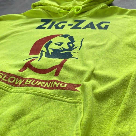 Zig Zag Rolling Papers Slow Burning Neon Green Hoodie Sweater UNISEX