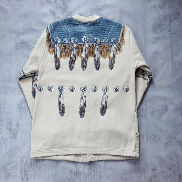 Vintage Native Indigenous Cardigan Feathers Art unlimited Sportswear Sweater