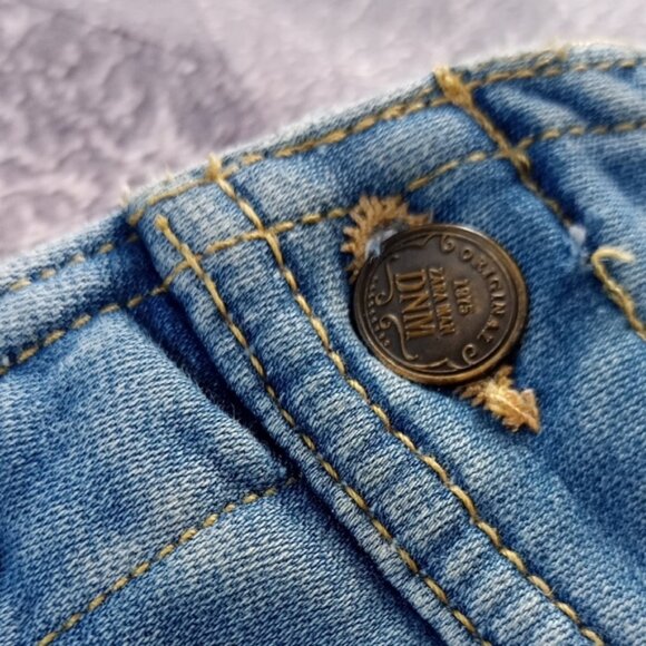 ZARA Paint Distressed Denim Overalls Knit Women Denim Stretch