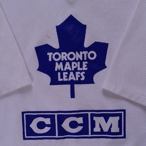 VINTAGE 90s Toronto Maple Leafs CCM Kids White and Blue Hockey Jersey