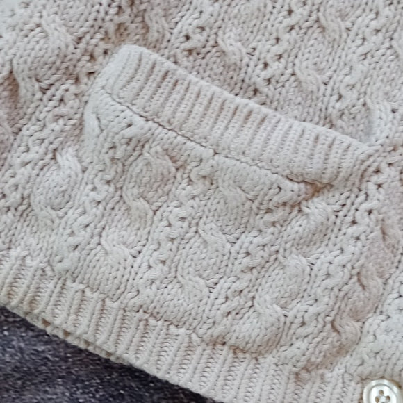 Vintage 90s Fisherman Style Weave Cardigan Sweater