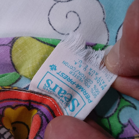 Vintage 1960-70 Noah's Ark Themed Sears FULL Flat Sheet