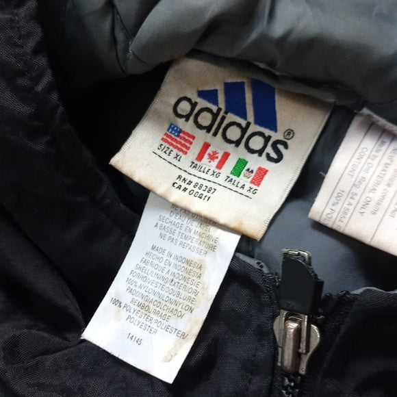 Vintage 90s Adidas Black Stripes Black/Grey Essential Winter Jacket