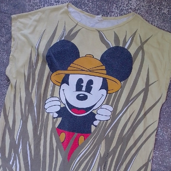 Vintage 90s Disney Mickey Mouse Safari Tee - Tan