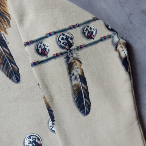Vintage Native Indigenous Cardigan Feathers Art unlimited Sportswear Sweater