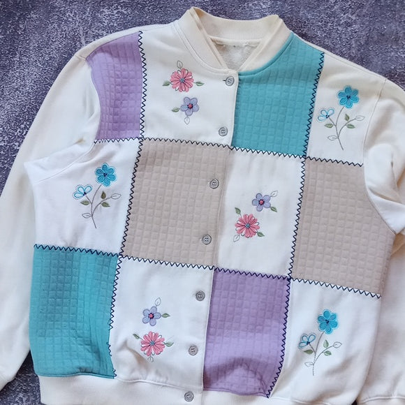 Vintage 90s Floral & Colour Clock Cardigan Sweater