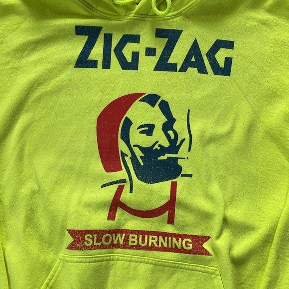 Zig Zag Rolling Papers Slow Burning Neon Green Hoodie Sweater UNISEX