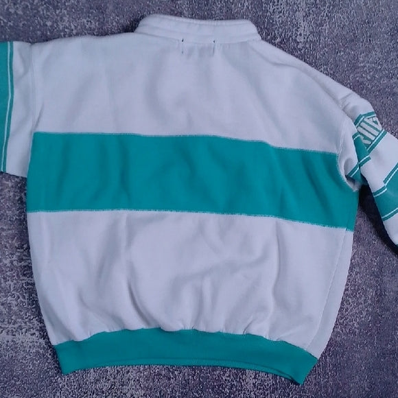 Vintage 90s BERMUDA Tourist White and Teal Sweater