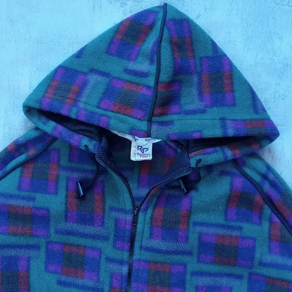 VINTAGE 90s Yukon Fleece Funky Pattern Zip-Up Sweater Jacket