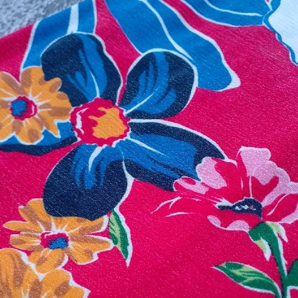Vintage 90s Floral Sleeveless Dress in Pink and Blue